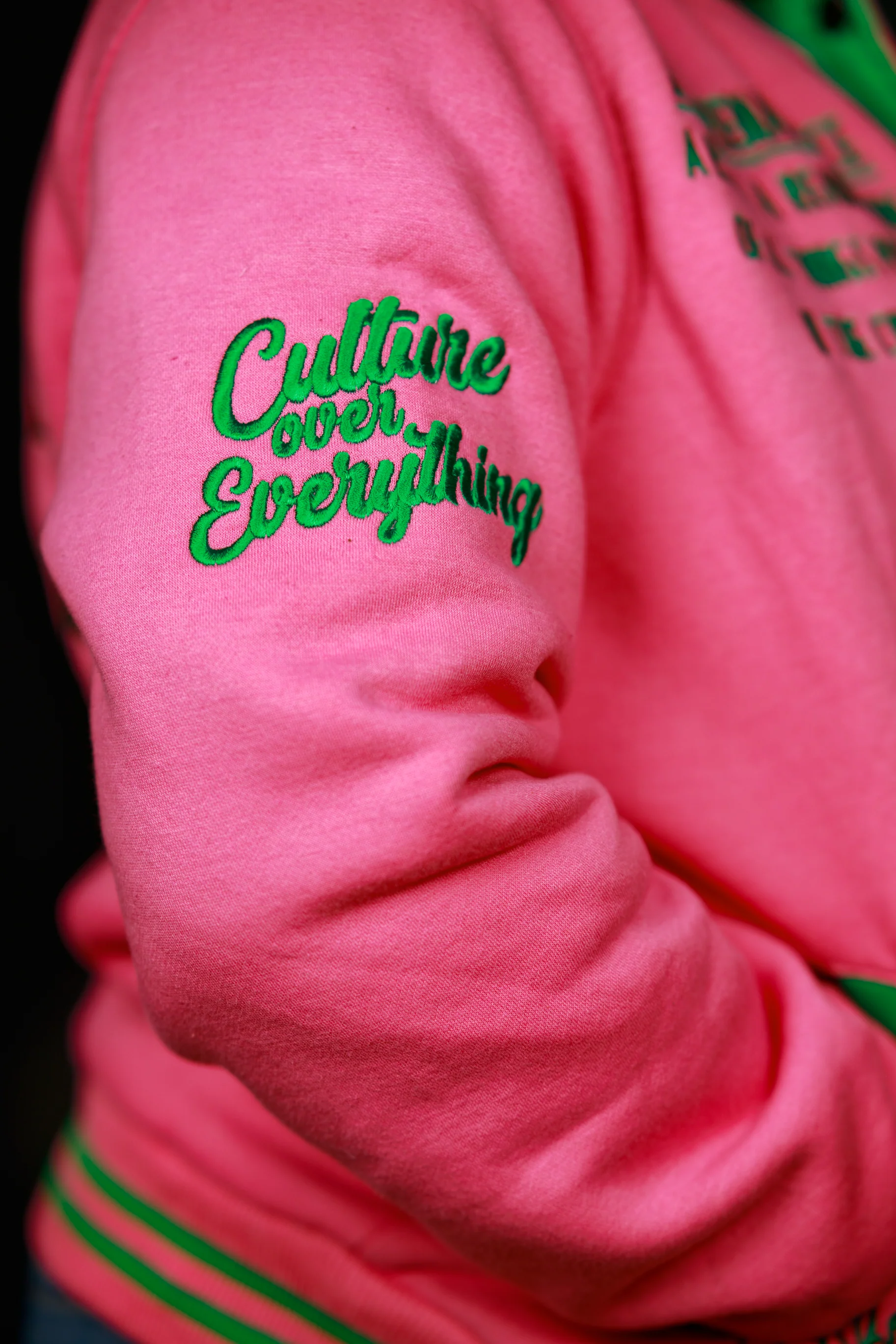 Fleece BR "LOGOS" Bomber in Pink & Green - Image 11