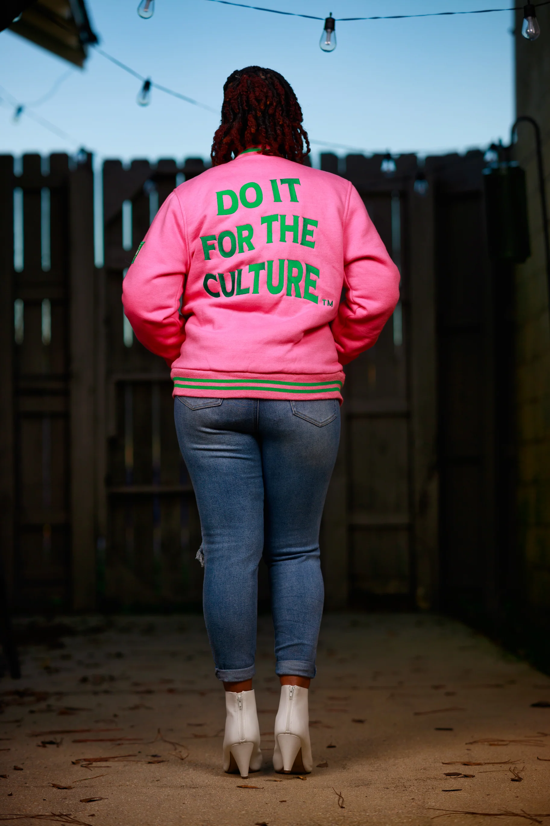 Fleece BR "LOGOS" Bomber in Pink & Green - Image 4