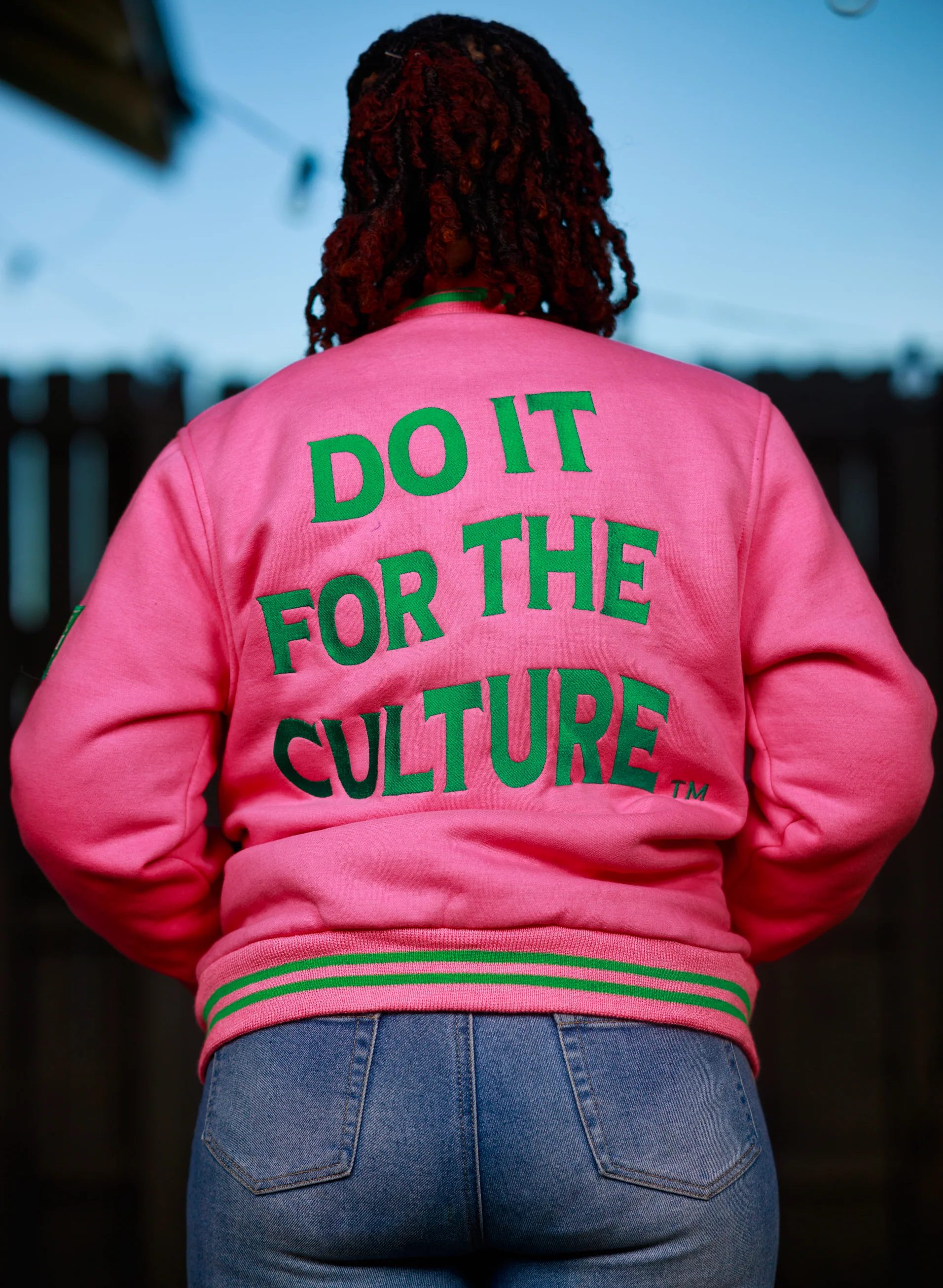 Fleece BR "LOGOS" Bomber in Pink & Green - Image 5
