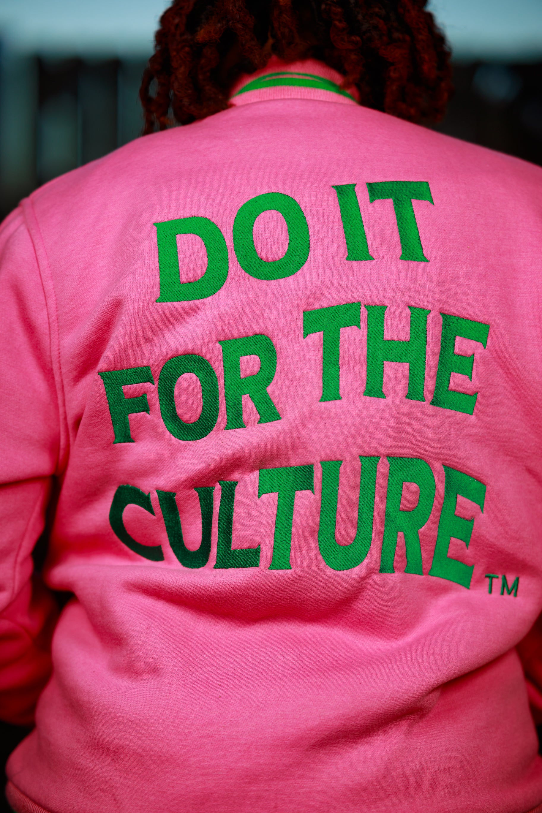 Fleece BR "LOGOS" Bomber in Pink & Green - Image 6