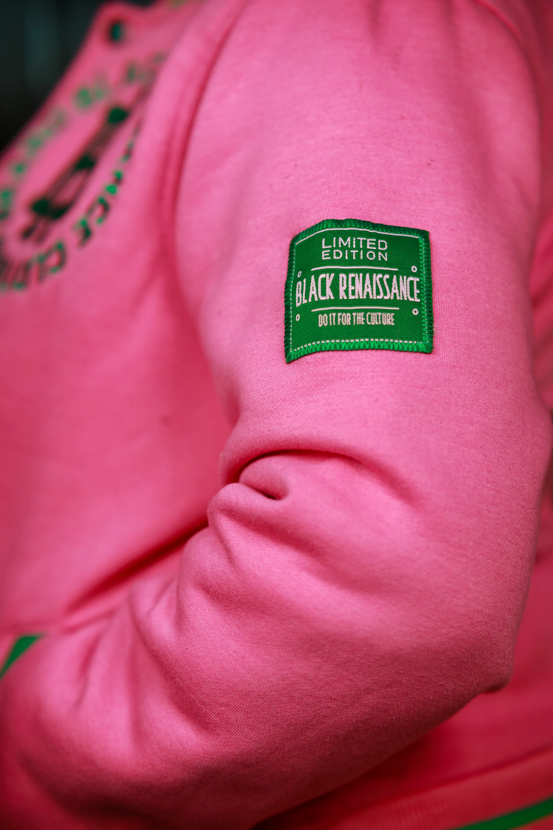 Fleece BR "LOGOS" Bomber in Pink & Green - Image 7