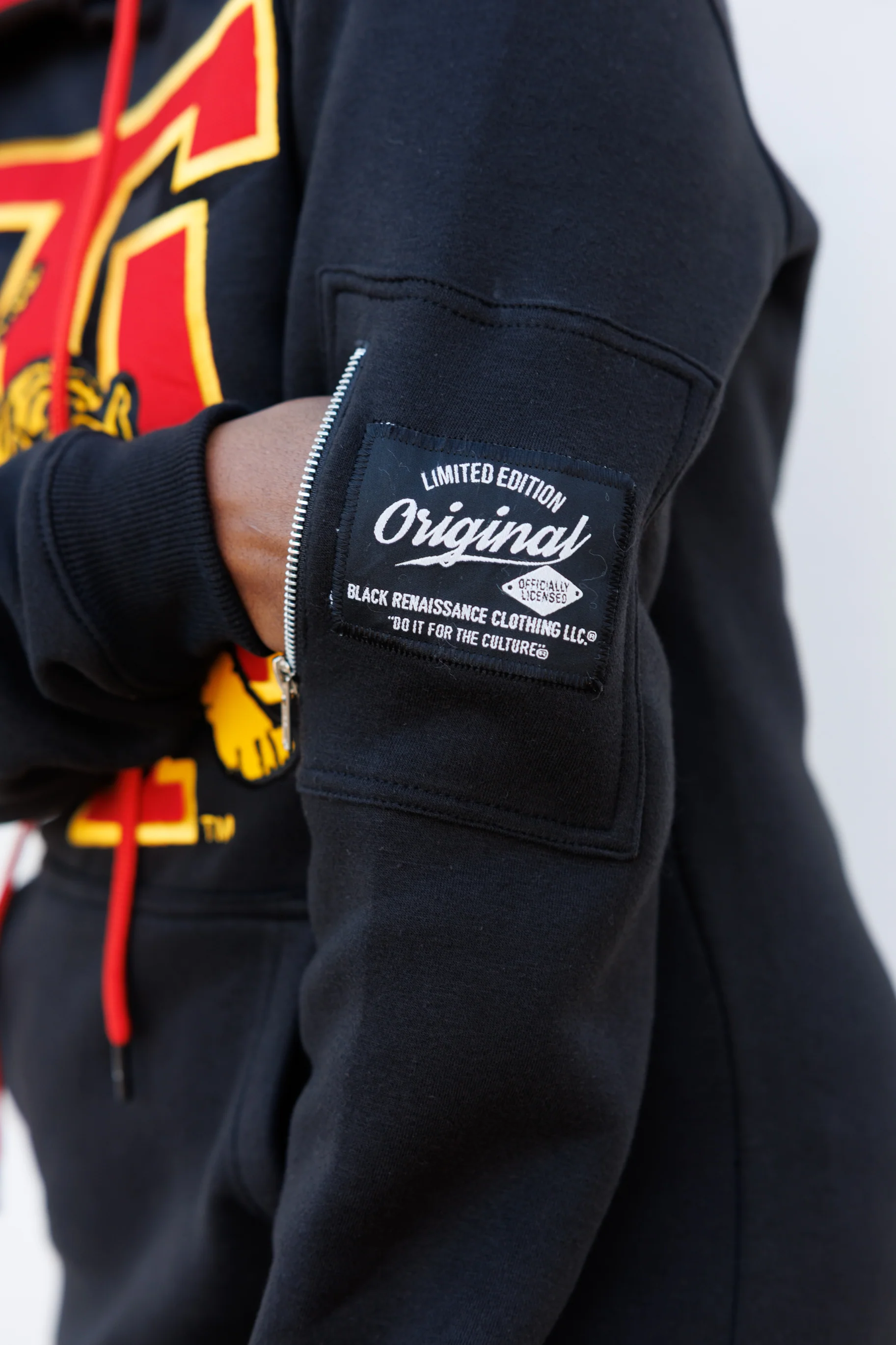 Embroidered Tuskegee Hoodie Dress in Black - Image 3