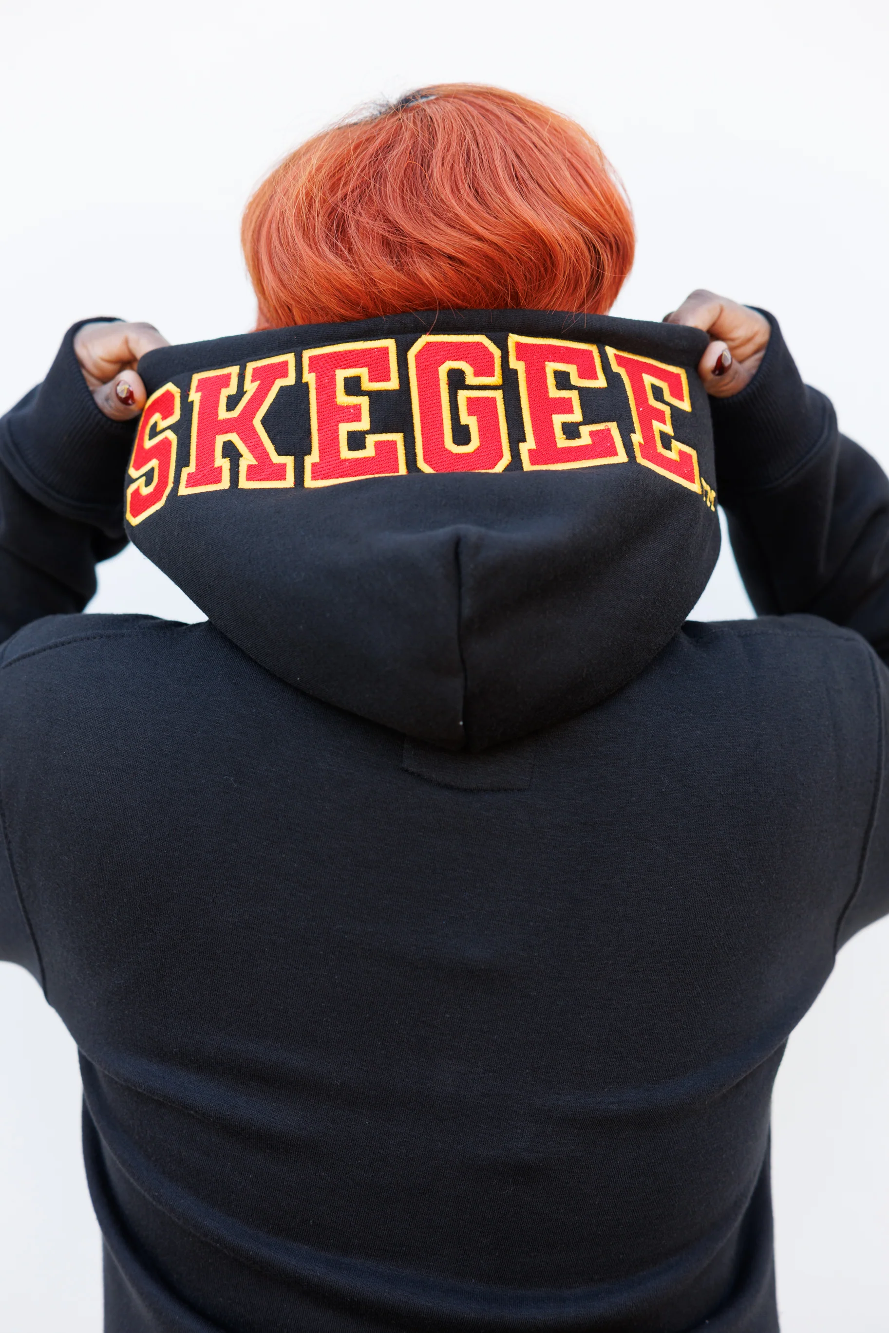 Embroidered Tuskegee Hoodie Dress in Black - Image 4