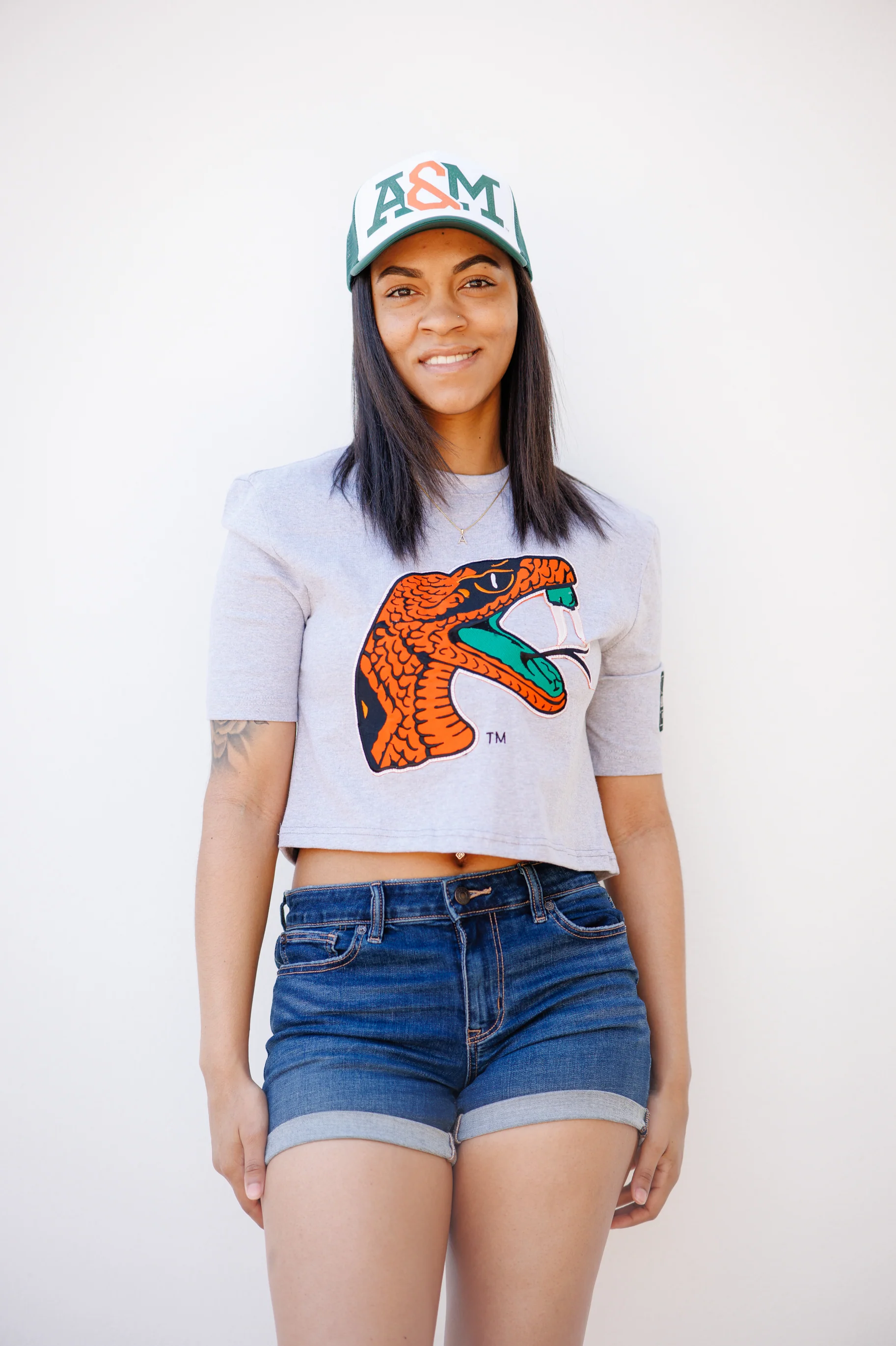 FAMU Embroidered premium cropped tee (GRAY) - Image 3
