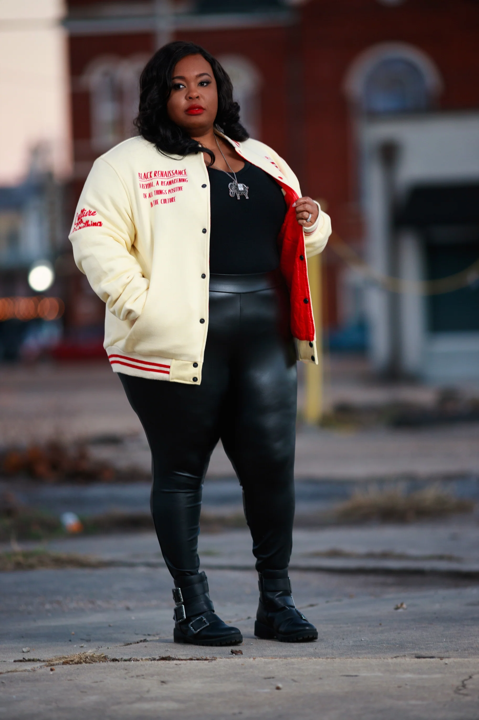 Fleece BR "LOGOS" Bomber in Cream & Red - Image 10