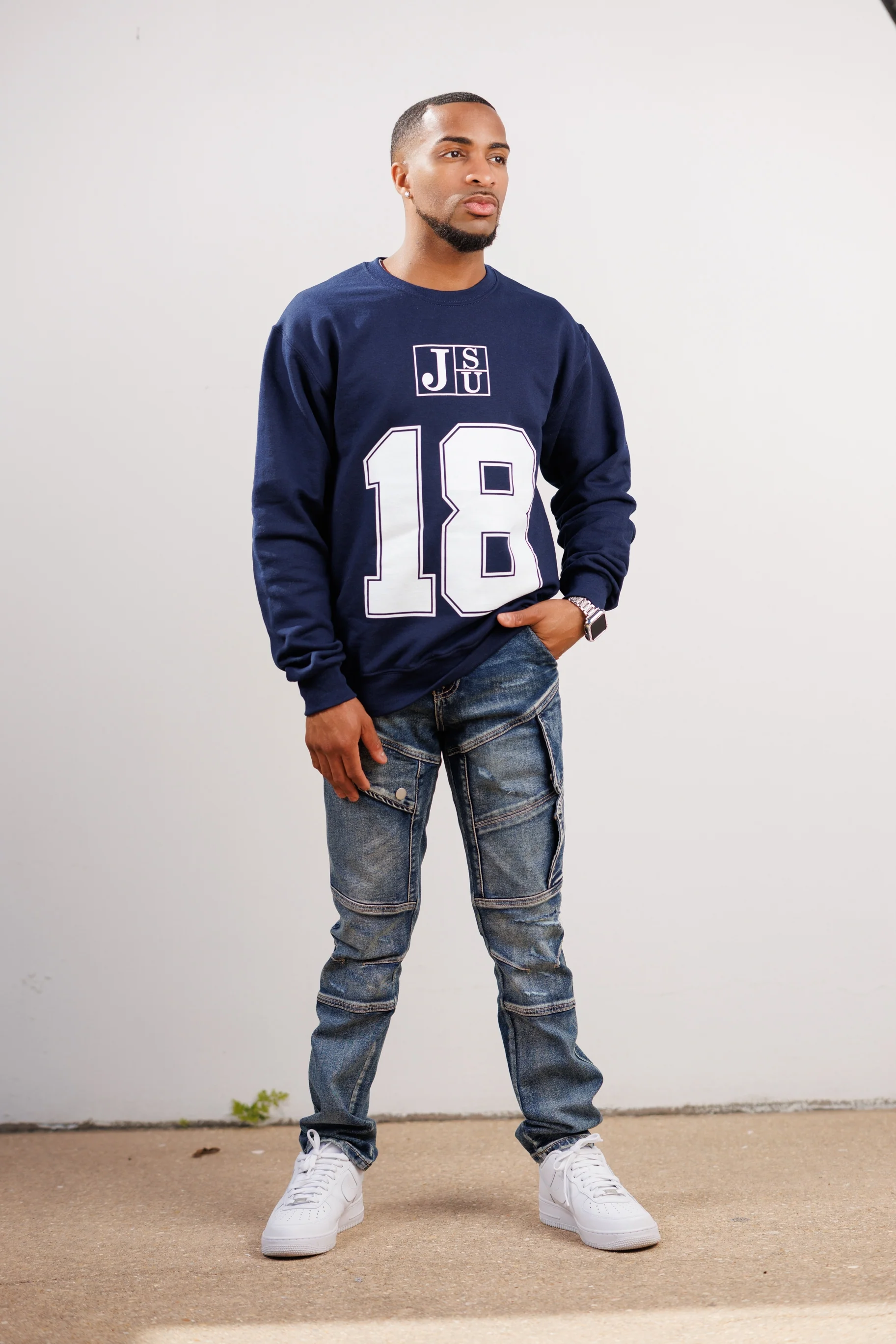 JSU Established Date Jersey Crew in Navy - Image 3