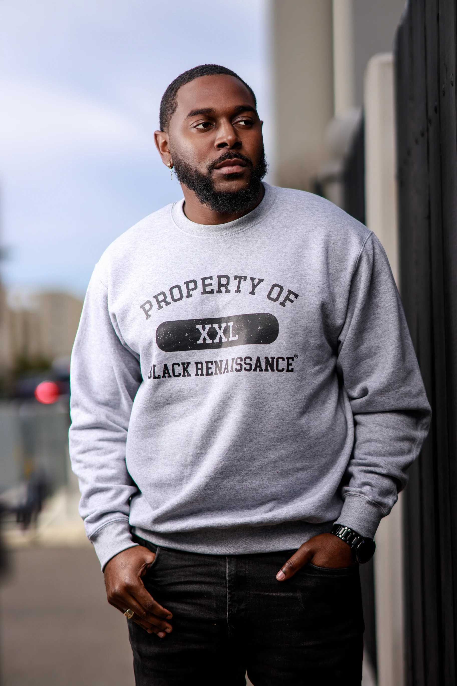 Property of B.R. Essentials Crew in Heather Gray - Image 3